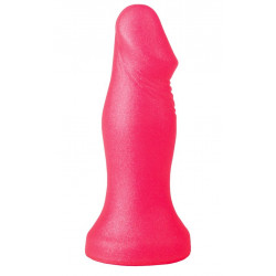 Розовый анальный фаллоимитатор с ограничительным основанием - 14 см.