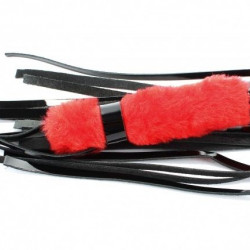 Плеть из лака с красным мехом BDSM Light - 43 см.
