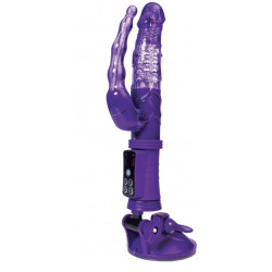 Фиолетовый анально-вагинальный вибратор на присоске A-toys