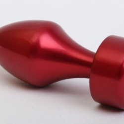 Красная анальная пробка с широким основанием и розовым кристаллом - 7,8 см.
